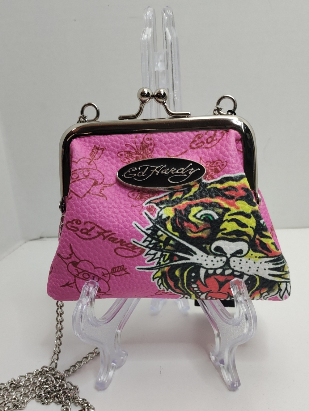 Ed Hardy Pink Tiger Frame Coin Purse